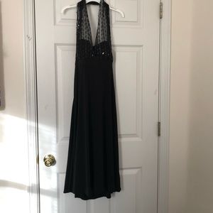 Black Sequin Halter Dress